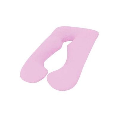 U-Shaped Comfortable Maternity Bed Pillow Cotton Pink 70x25x120cm