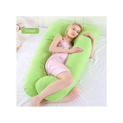 U-Shaped Maternity Pillow Cotton Green 70x130centimeter