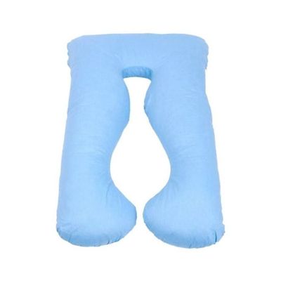 U-Shaped Comfortable Maternity Pillow Cotton Blue 140x80cm