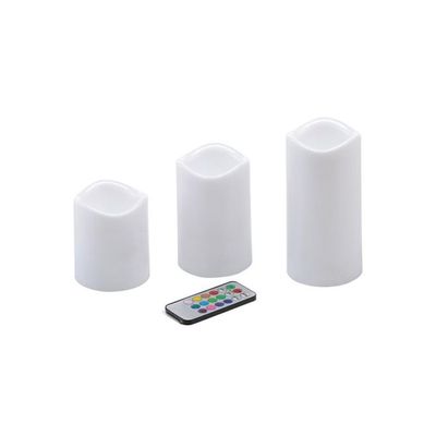 3-Piece Flameless Color Changing Candle Set White 3-Piece Flameless Color Changing Candle Set White