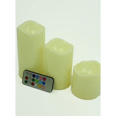 3-Piece LED Candle With Remote Control Set White