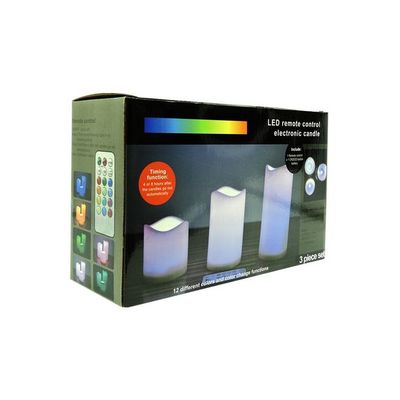 3-Piece LED Candle With Remote Control Set White