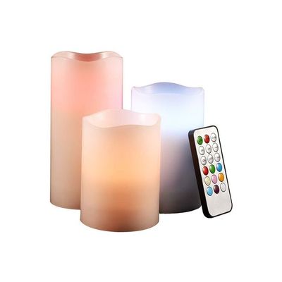 3-Piece Real Wax Flameless Candles With Remote Control Cream 6x5x4inch