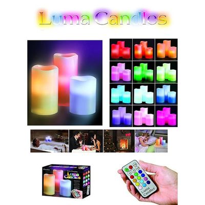 3-Piece Colour Changing Flameless Candle Set White