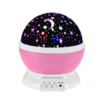 Star And Moon Rotating Projector Night Lamp Black/White/Pink 13x13x14.5Cm