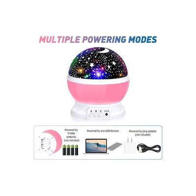 Star And Moon Rotating Projector Night Lamp Black/White/Pink 13x13x14.5Cm