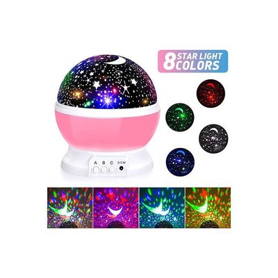 Star And Moon Rotating Projector Night Lamp Black/White/Pink 13x13x14.5Cm