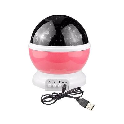 Star And Moon Rotating Projector Night Lamp Black/Pink/White 13x13x14.5Cm