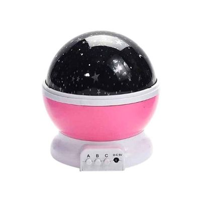 Star And Moon Rotating Projector Night Lamp Pink/White/Black 13x13x14.5cm