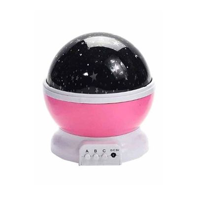Star And Moon Rotating Projector Night Lamp Pink/White/Black 13x13x14.5cm