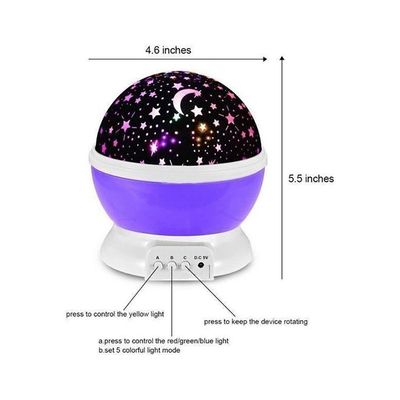 Starry Sky And Moon Projector Night Lamp Multicolour 4.6 x 5.5inch