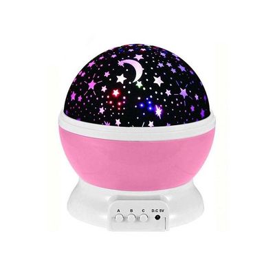 Star And Moon Rotating Projector Night Lamp Black/White/Pink 4.7x5.3cm