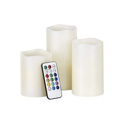 3-Piece Scented LED Candle With Remote Control Set Multicolour