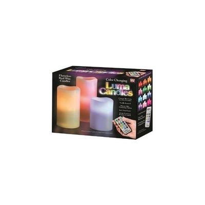3-Piece Remote Controlled Led Candle Orange/Blue/Purple