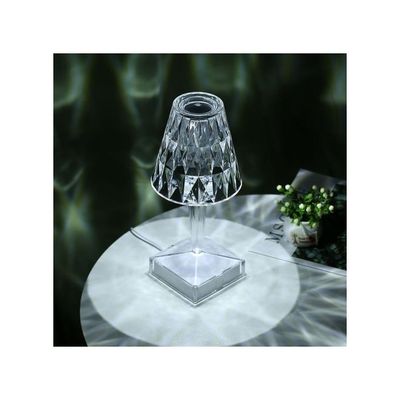 USB Rechargeable Acrylic Diamond Table Lamp White