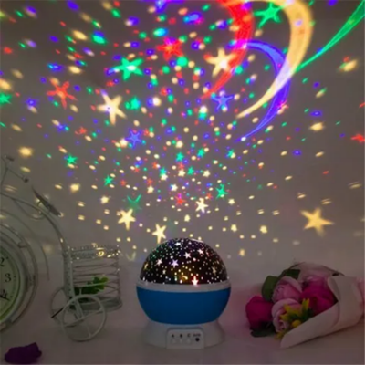 Stars And Moon Projecting Night Light Blue/Yellow/Green