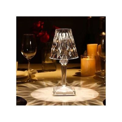 Acrylic Diamond USB Charging Touch LED Table Lamp White 26x15cm