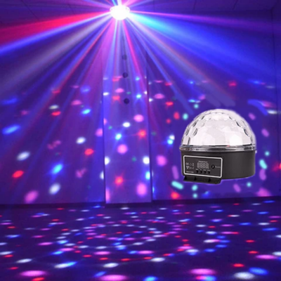 LED Crystal Magic Ball Stage Light With MP3 Player, USB/SD/Bluetooth Black 16x19cm