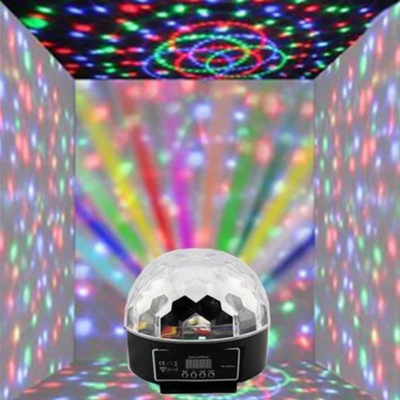 LED Crystal Magic Ball Stage Light With MP3 Player, USB/SD/Bluetooth Black 16x19cm