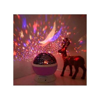 Star And Moon Starlight Projector Lamp Pink/White/Black 12x13Cm