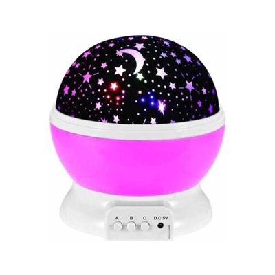 Star And Moon Starlight Projector Lamp Pink/White/Black 12x13Cm