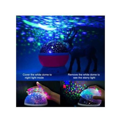 Star And Moon Starlight Projector Lamp Pink/White/Black 12x13Cm