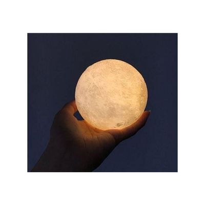 3D Printed LED Moon Light Lamp White/Yellow 8Cm