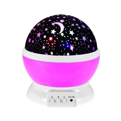 Star Moon Sky Rotation Night Light Pink/White/Black 13x13x14.5Cm