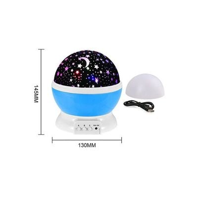 Star Moon Rotating Projector Night Lamp Black/White/Blue 14.5 x 13Cm