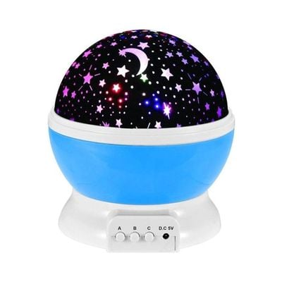 Star Moon Rotating Projector Night Lamp Black/White/Blue 14.5 x 13Cm