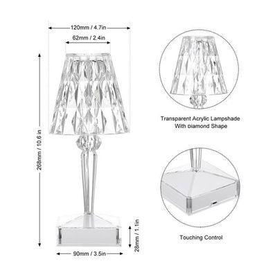 USB Rechargeable Diamond Table Lamp White