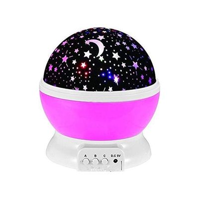 Rotating Star Moon Projector Night Lamp Pink/Black/White 14.5x13x13Cm