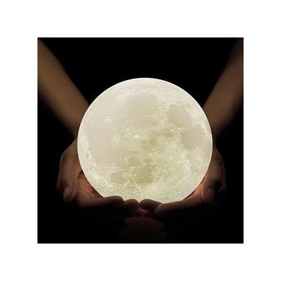 3D Moon Night Lamp With Remote Control White 16x16Cm