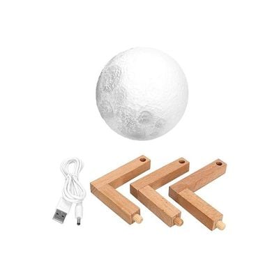 3D Moon Table Lamp White 8Cm