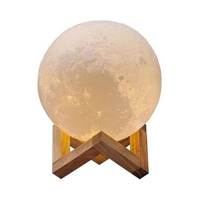 3D USB LED Moon Lamp With Stand Beige/Brown