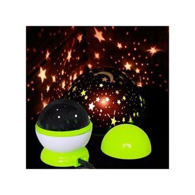 Rotating Star Moon Sky Night Projector Lamp With USB Black/Green/White 11 x 10cm