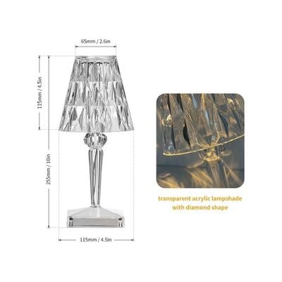 Touch Control Acrylic Diamond Table Lamp Silver