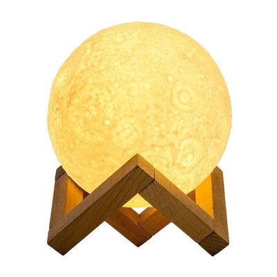 3D USB LED Moon Lamp With Stand White/Beige 17cm