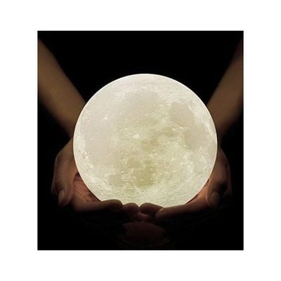 3D USB LED Moon Lamp With Stand Beige/White/Grey 17cm