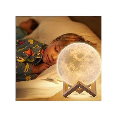 3D USB LED Moon Lamp With Stand Beige/White/Grey 17cm