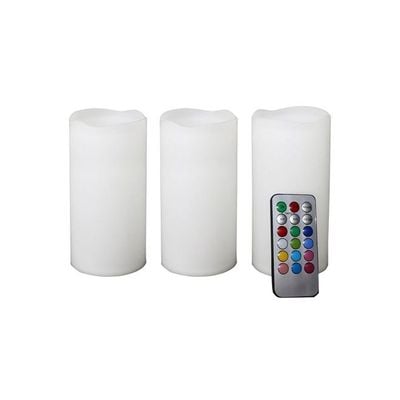 3-Piece Flameless Remote Control Candle Set White