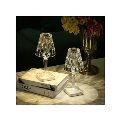 USB Charging Acrylic Diamond Table Lamp With Touch Lighting White 26 x 12 x 12cm