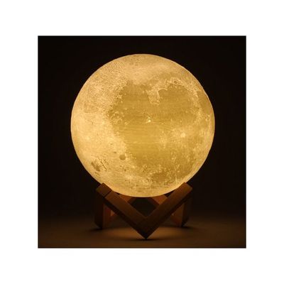 3D Full Moon-Shaped LED Light Lamp With Touch Control White 8Cm