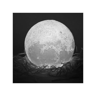 3D Full Moon-Shaped LED Light Lamp With Touch Control White 8Cm