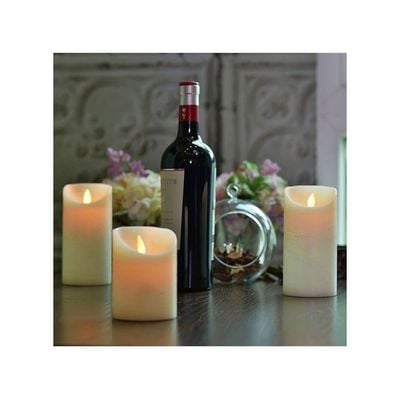 3-Piece Battery Powered Candles With Remote Control Multicolour