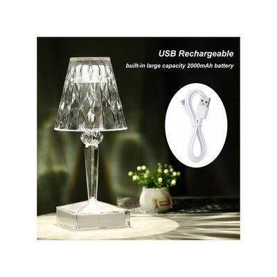 USB Rechargeable Acrylic Diamond Table Lamp Clear