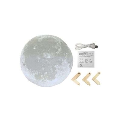 3D Colour Changing Moon LED Table Lamp White/Beige 13cm