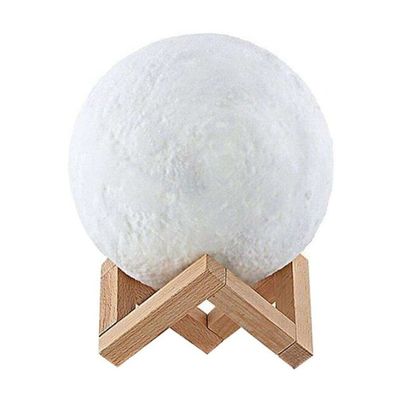 3D Colour Changing Moon LED Table Lamp White/Beige 13cm