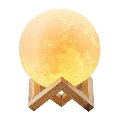 3D Colour Changing Moon LED Table Lamp White/Beige 13cm