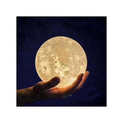 3D USB LED Moon Lamp With Stand Beige 16cm